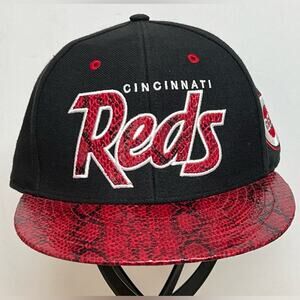 47 Brand Cincinnati Reds Snapback Faux Snake Skin Print Red/Black Logo MLB